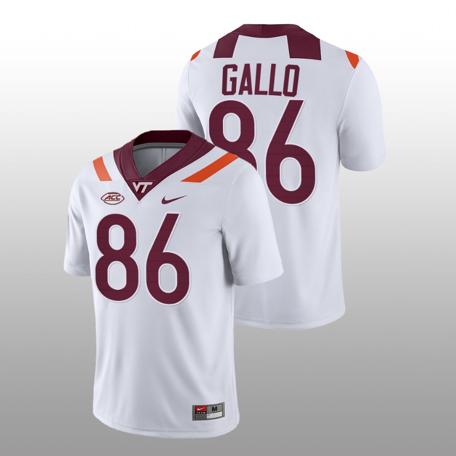 men virginia tech hokies nick gallo 2022 23 nil replica college football white jersey