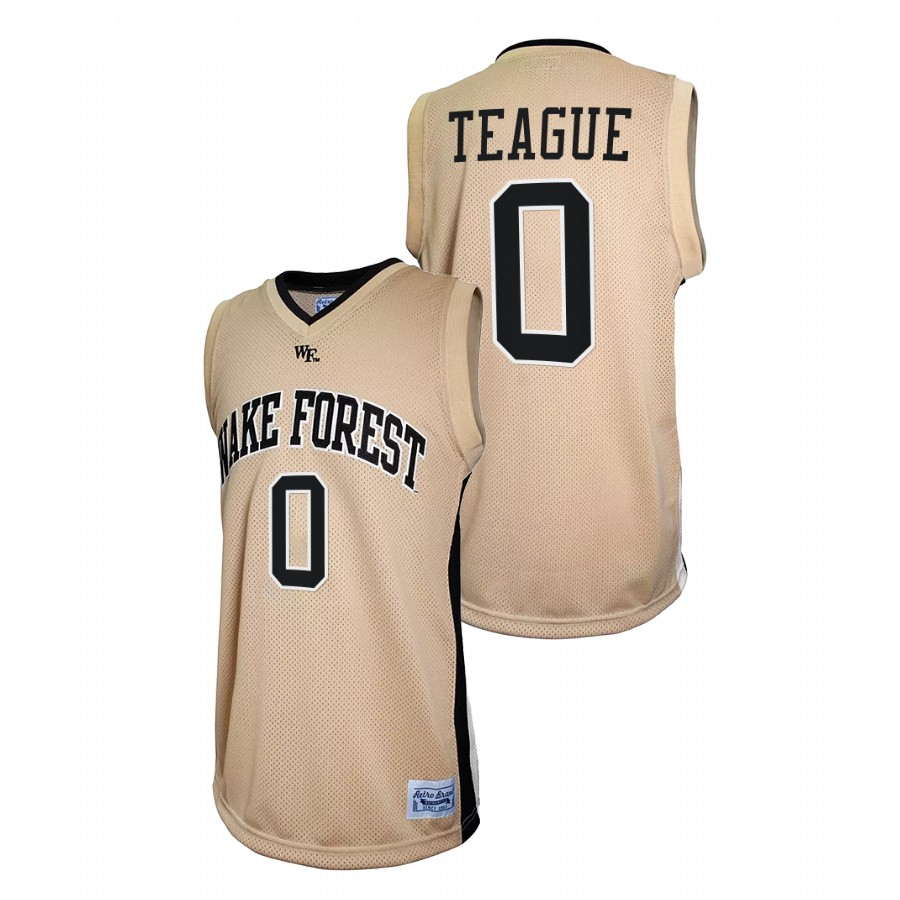 men wake forest demon deacons jeff teague retro basketball gold jersey