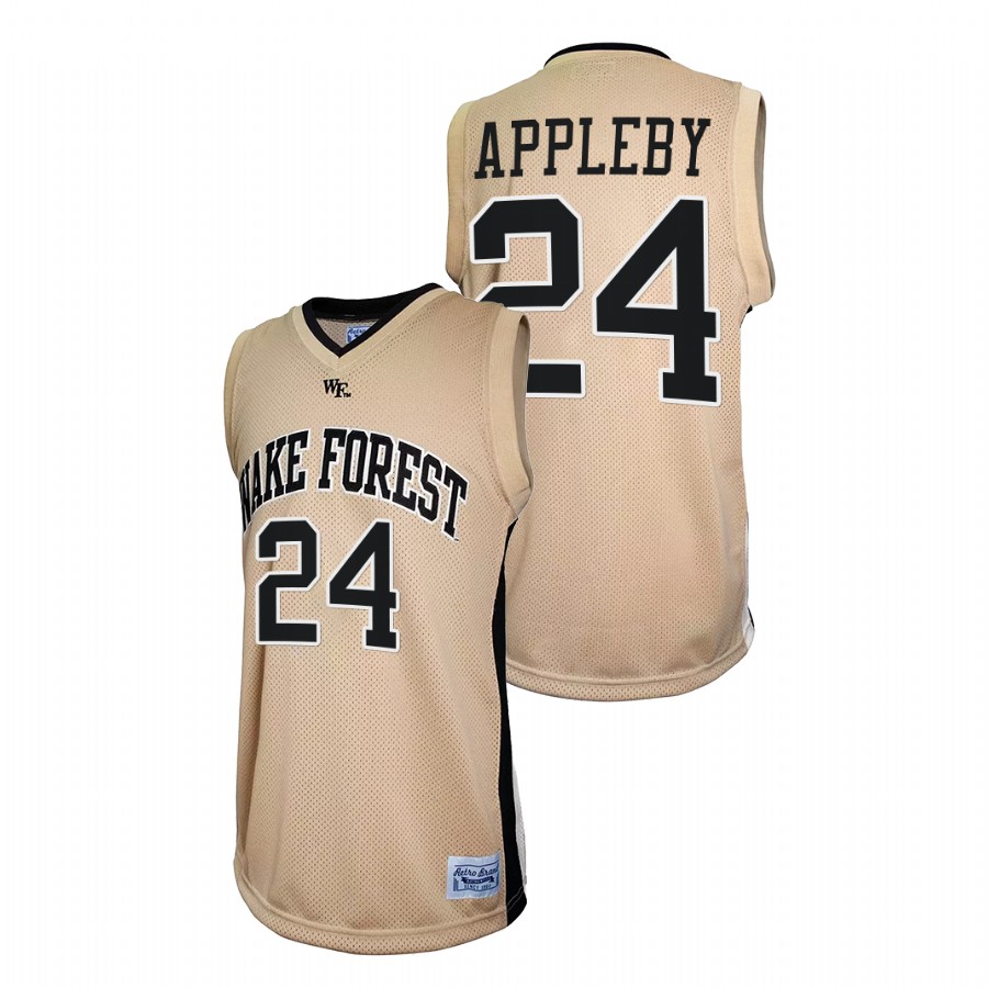 men wake forest demon deacons tyree appleby retro basketball gold jersey