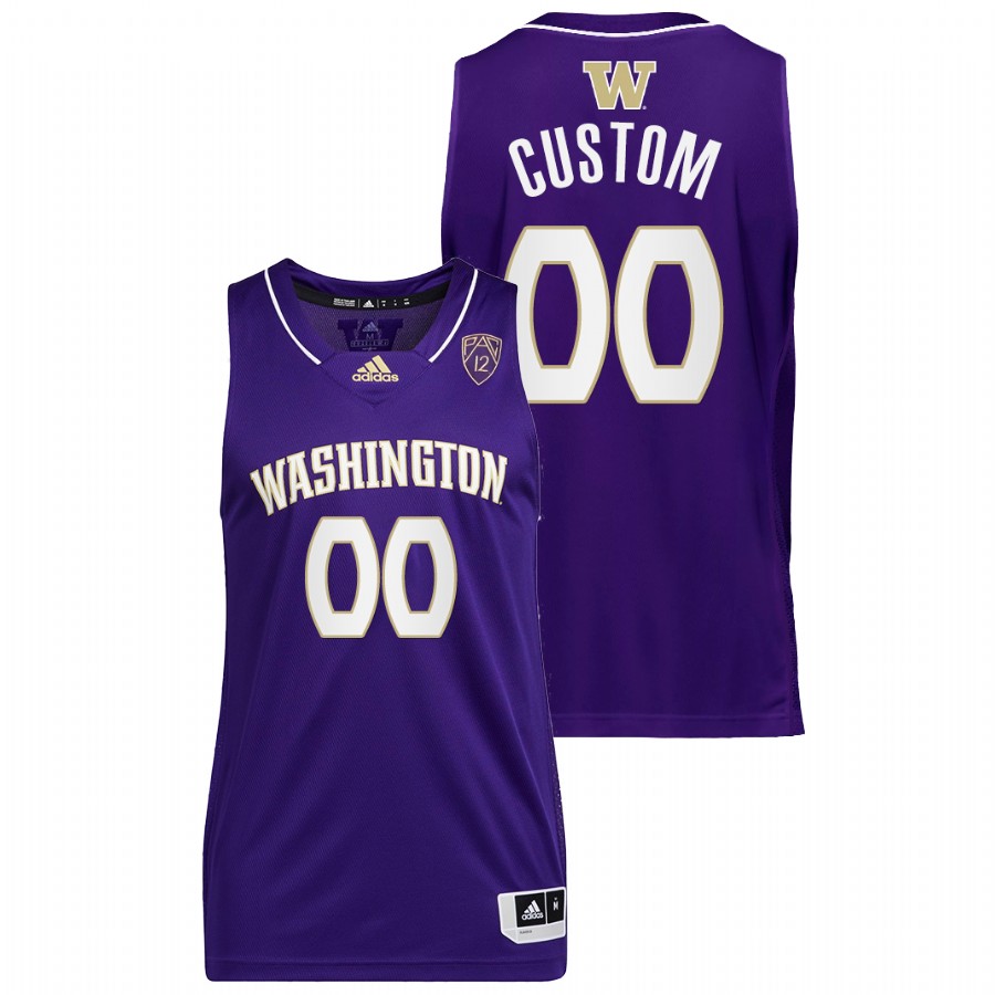 men washington huskies custom 2022 college basketball purple jersey