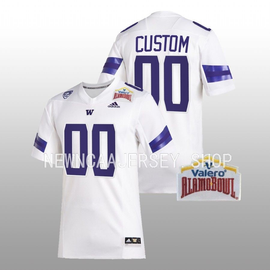 men washington huskies custom college football 2022 alamo bowl white jersey
