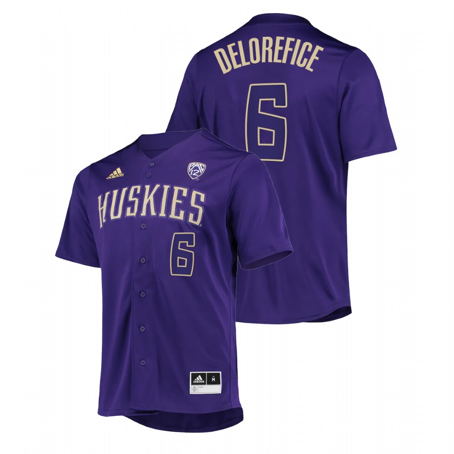 men washington huskies davis delorefice purple college baseball button up jersey