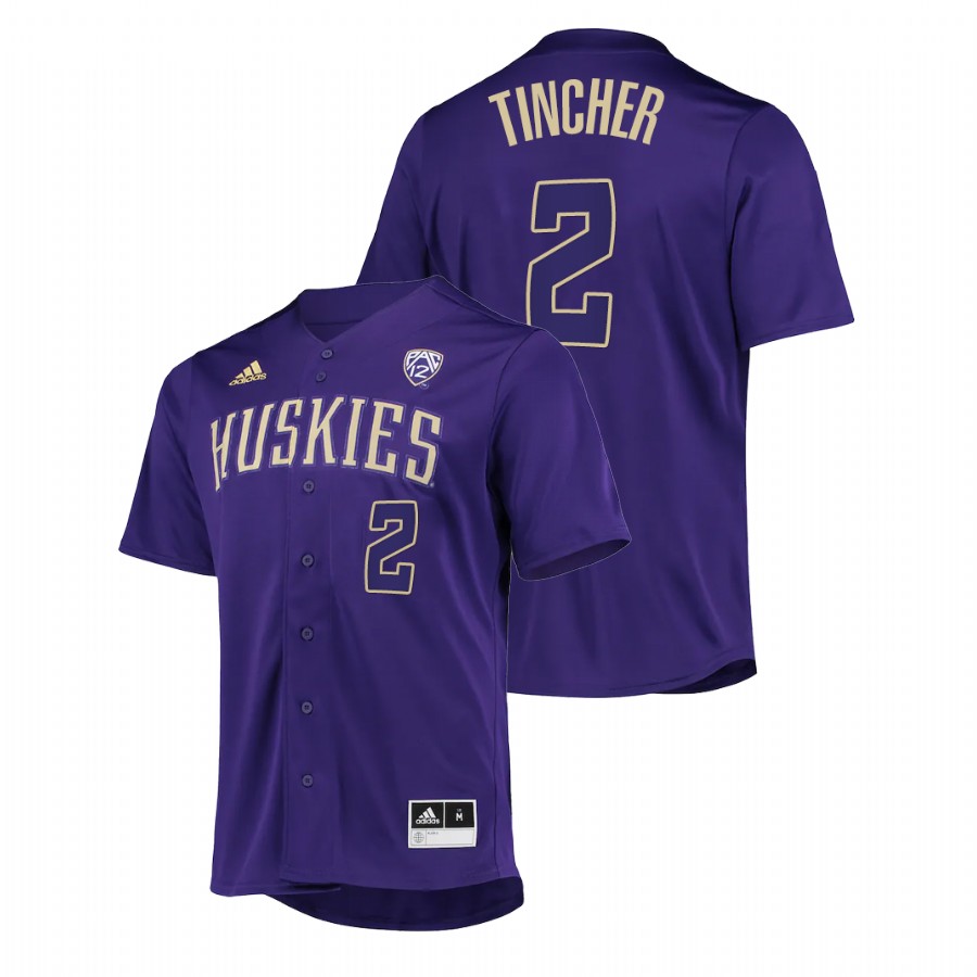 men washington huskies johnny tincher purple college baseball button up jersey