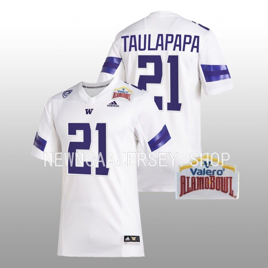 men washington huskies wayne taulapapa college football 2022 alamo bowl white jersey