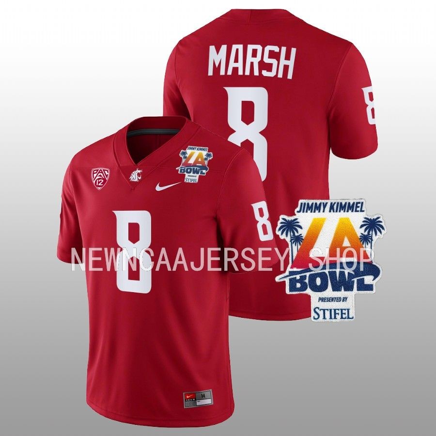 men washington state cougars armani marsh college football 2022 la bowl crimson jersey