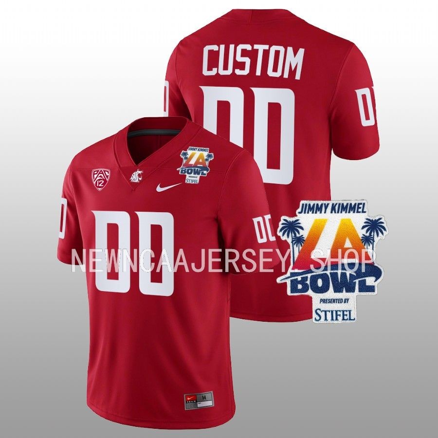 men washington state cougars custom college football 2022 la bowl crimson jersey