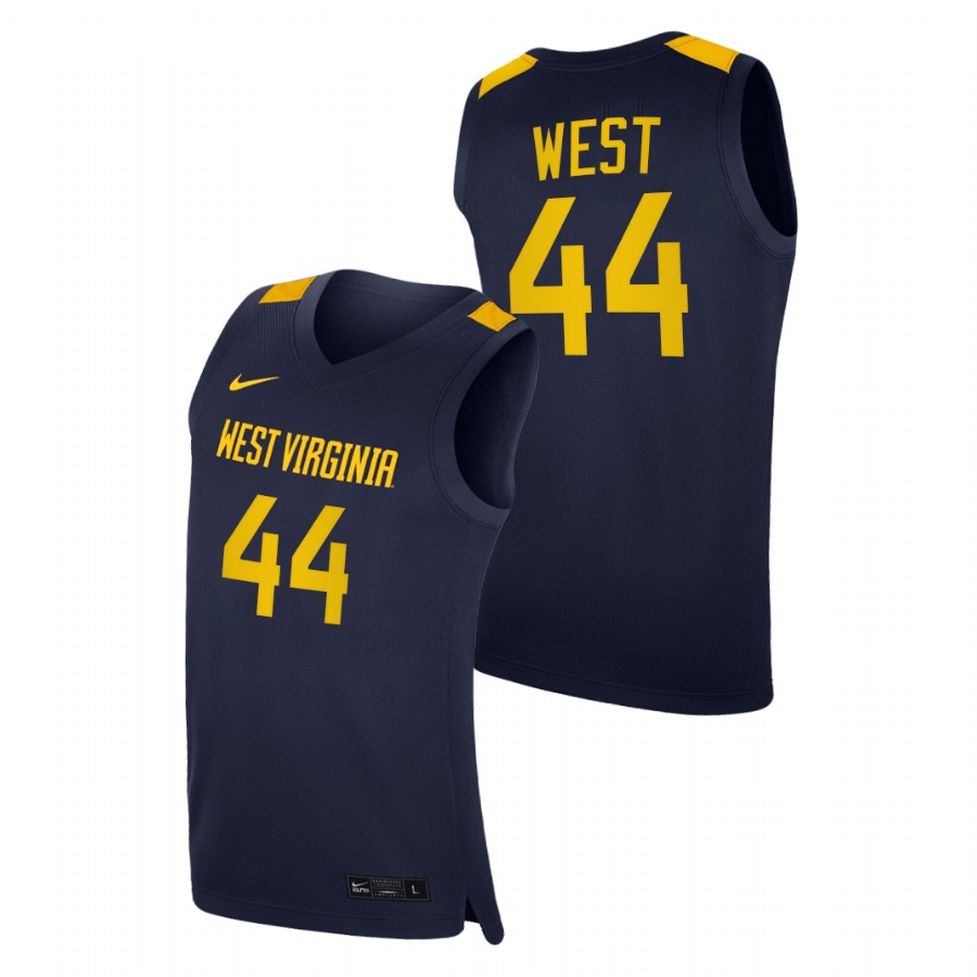 men west virginia mountaineers jerry west college basketball replica navy jersey