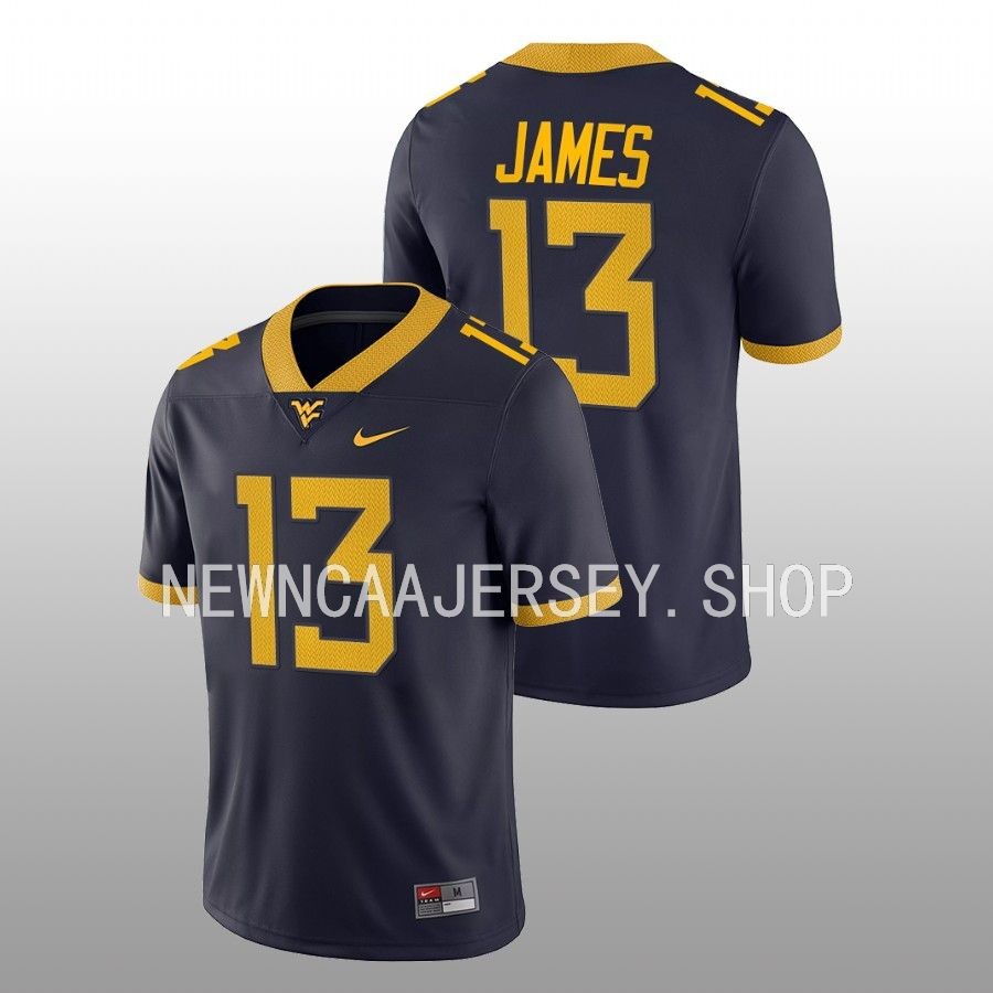 men west virginia mountaineers sam james game college football navy jersey
