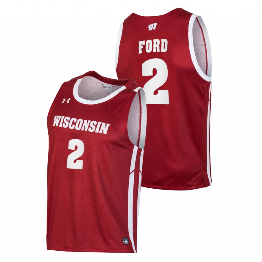 men wisconsin badgers aleem ford 2020 21 college basketball replica red jersey