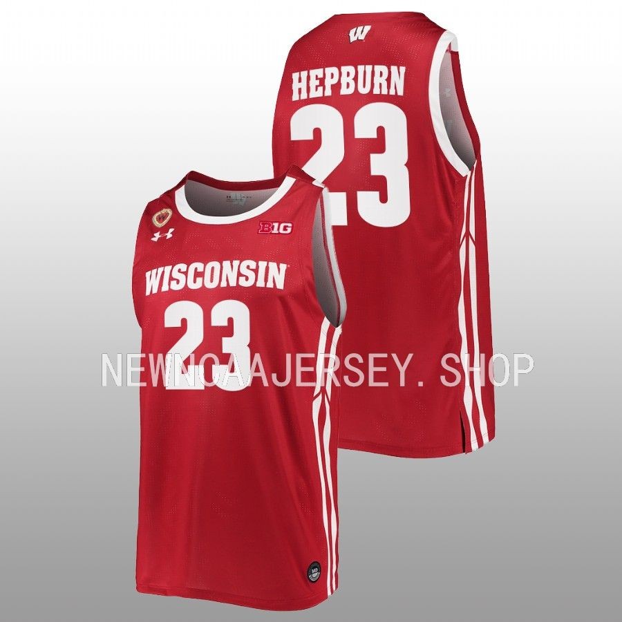 men wisconsin badgers chucky hepburn 2022 23 replica away basketball red jersey
