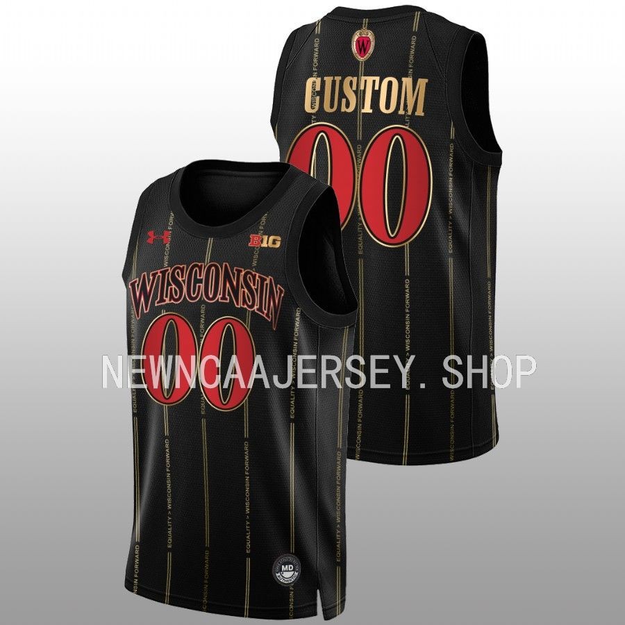 men wisconsin badgers custom 2022 23 alternate basketball by the players black jersey