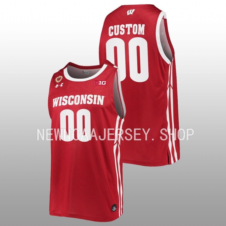 men wisconsin badgers custom 2022 23 replica away basketball red jersey
