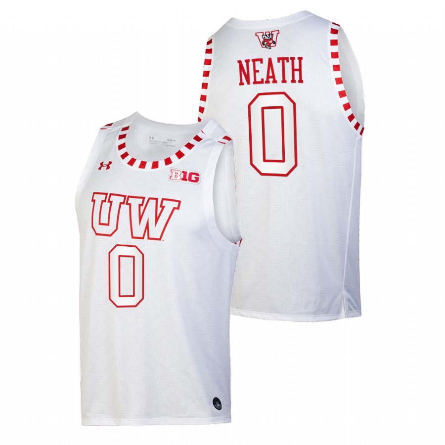 men wisconsin badgers jahcobi neath 2021 22 alternate basketball by the players white jersey