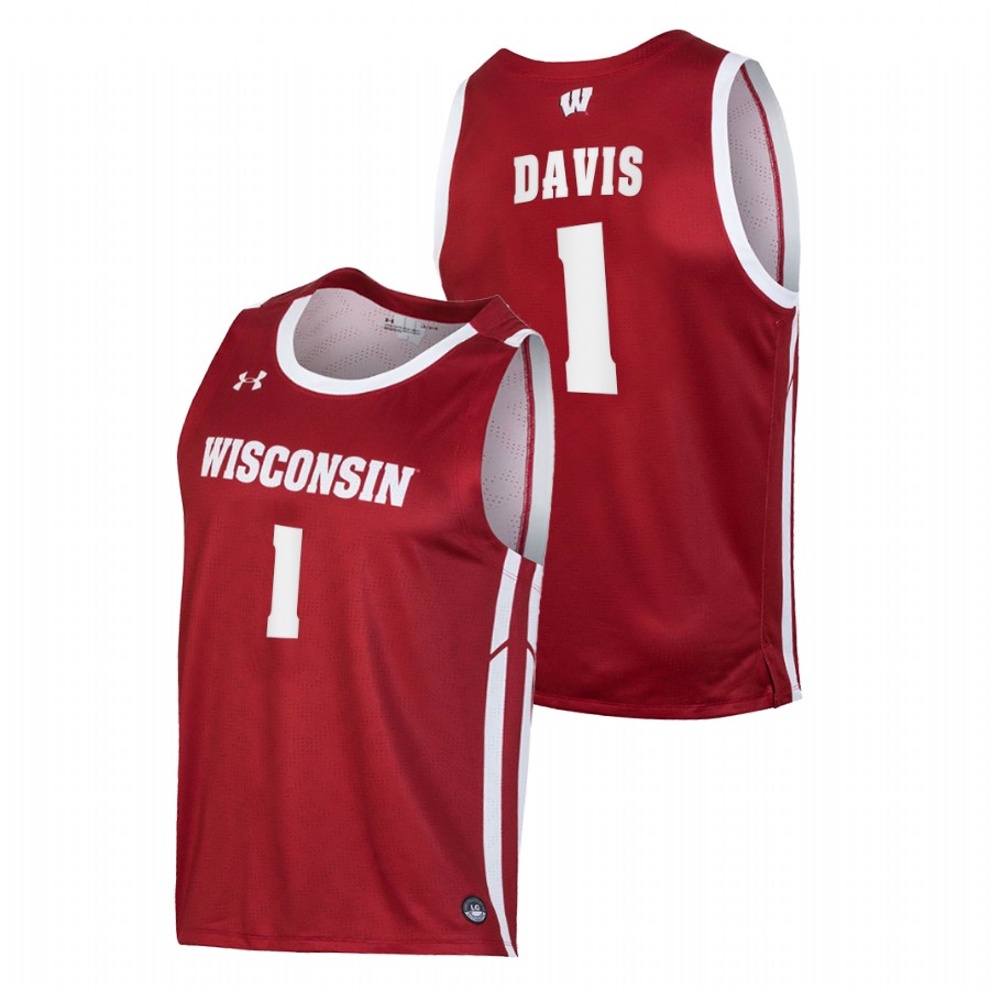 men wisconsin badgers johnny davis 2022 college basketball red jersey