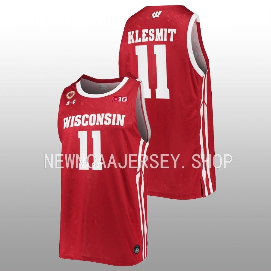 men wisconsin badgers max klesmit 2022 23 replica away basketball red jersey