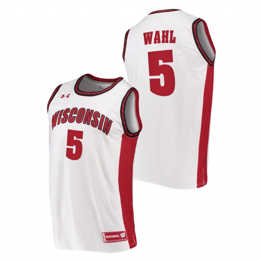 men wisconsin badgers tyler wahl 2020 21 college basketball replica white jersey