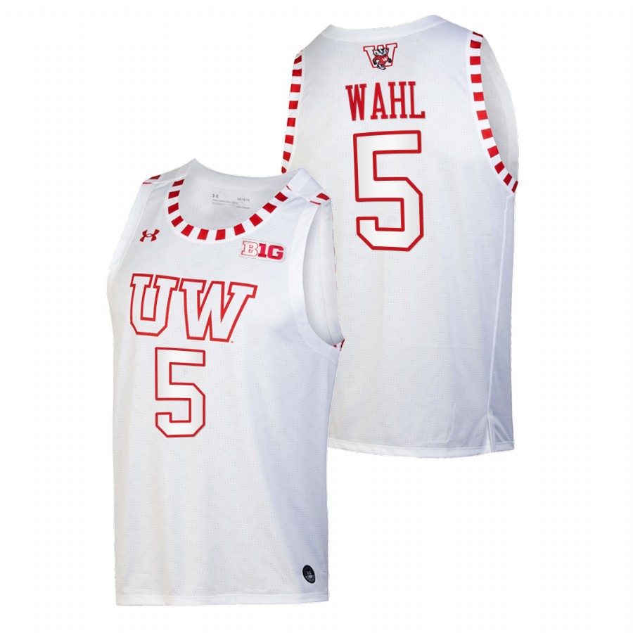 men wisconsin badgers tyler wahl 2021 22 alternate basketball by the players white jersey