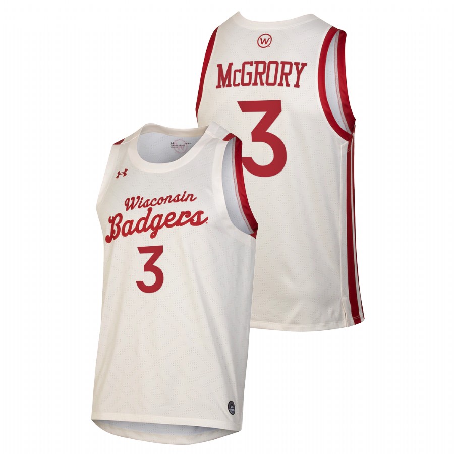 men wisconsin badgers walt mcgrory 2021 college basketball throwback white jersey