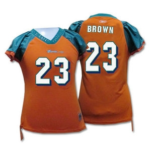 miami dolphins #23 brown orange women jerseys