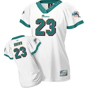 miami dolphins #23 brown white women jerseys