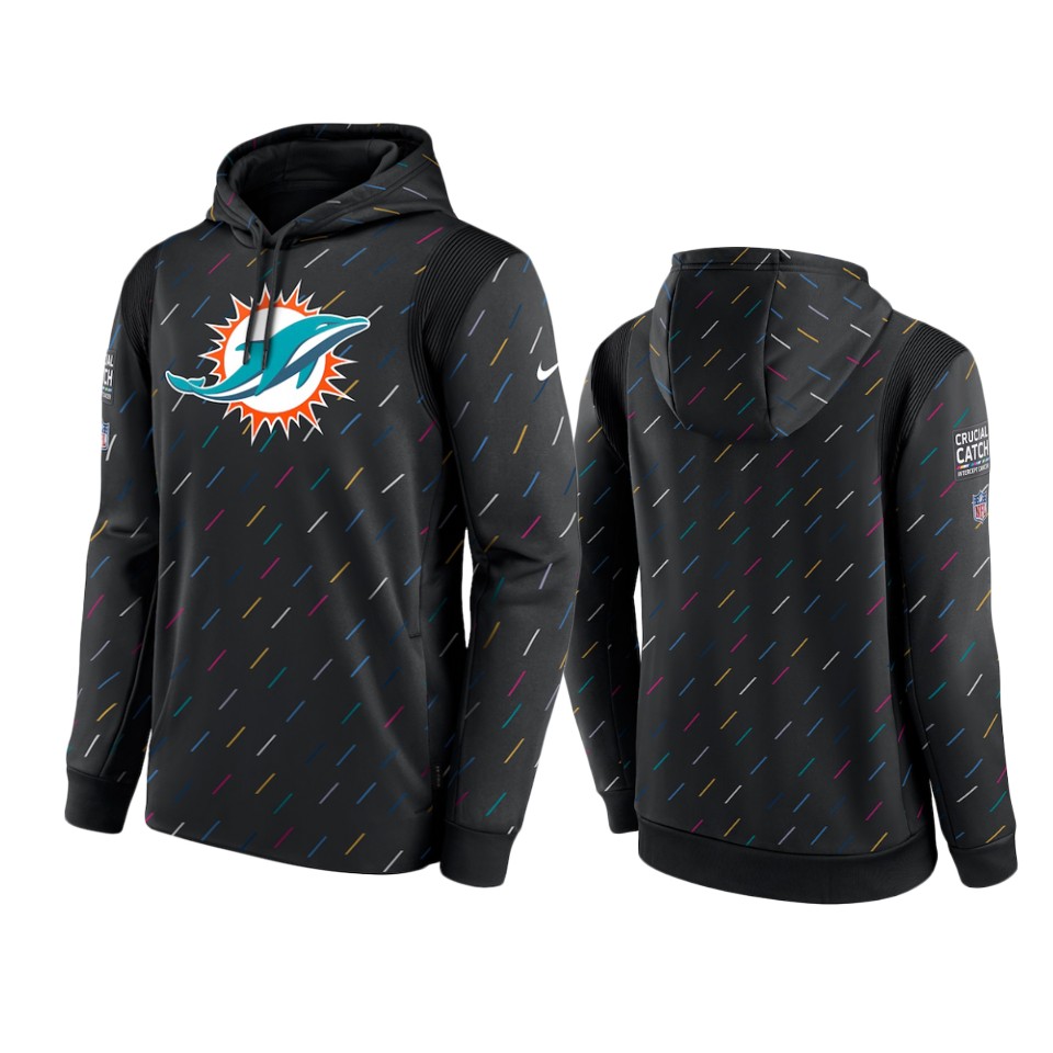 miami dolphins charcoal 2021 nfl crucial catch therma pullover hoodie