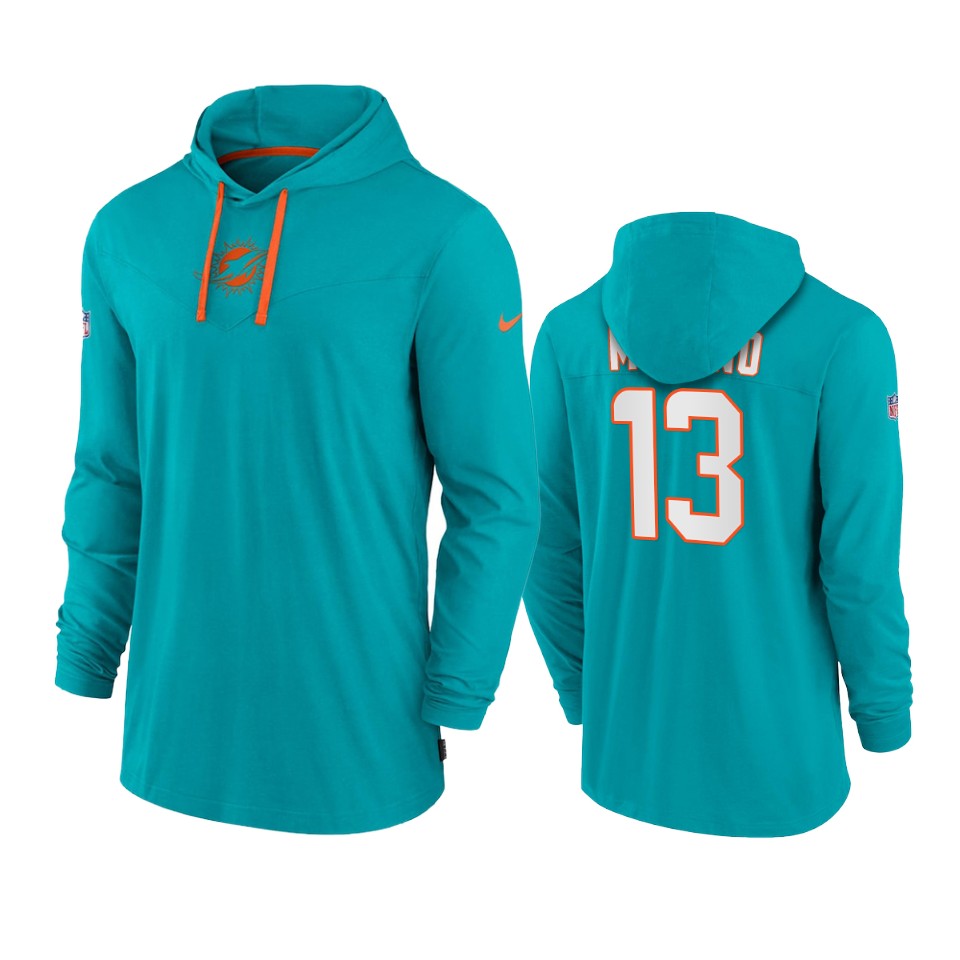 miami dolphins dan marino aqua sideline performance hoodie tri blend t shirt