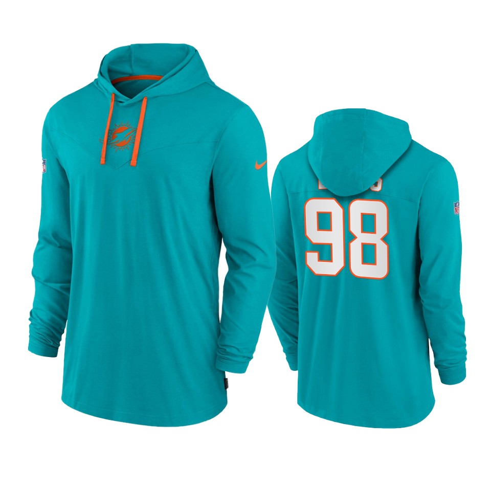 miami dolphins raekwon davis aqua sideline performance hoodie tri blend t shirt