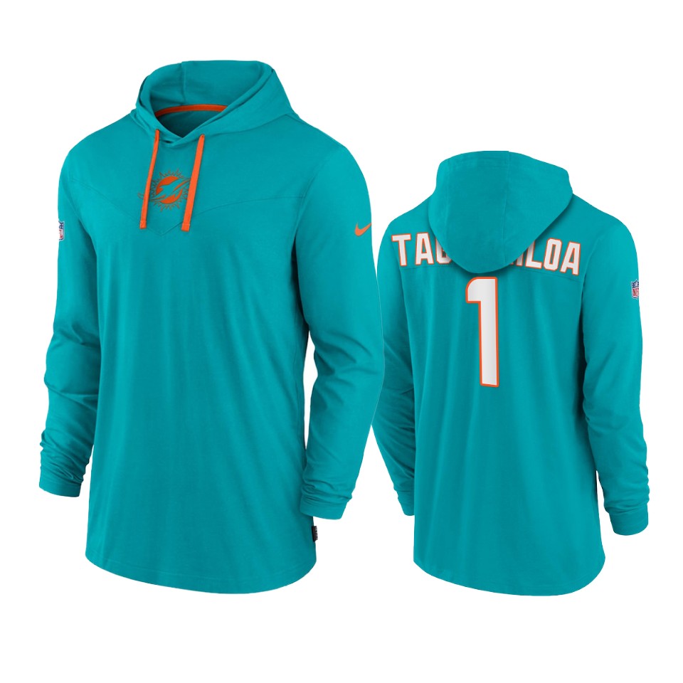 miami dolphins tua tagovailoa aqua sideline performance hoodie tri blend t shirt