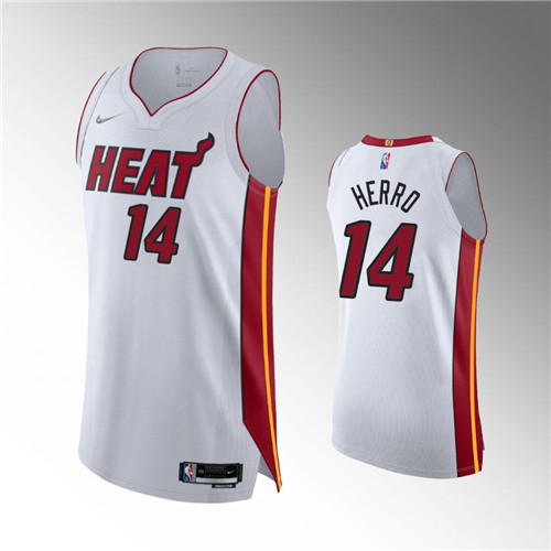 Miami Heat Tyler Herro White 75th Anniversary 2021-22 Authentic stitched Jersey #14