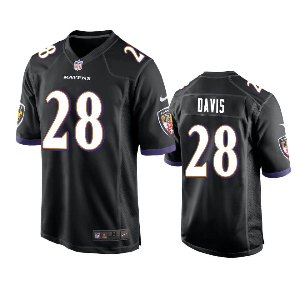 mike davis ravens black game jersey