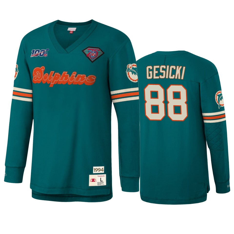 mike gesicki dolphins aqua nfl 100 long sleeve t shirt