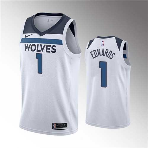 Minnesota Timberwolves Anthony Edwards Association White 2020 NBA Draft Jersey #1