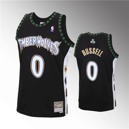Minnesota Timberwolves D'Angelo Russell Hardwood Classics Black Jersey #0