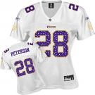 minnesota vikings 28 adrian peterson white stitched replithentic womennull sweetheart jersey