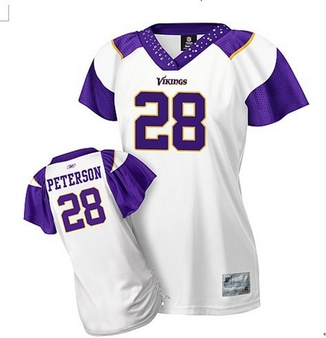 minnesota vikings 28 adrian peterson white women jerseys
