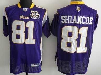 minnesota vikings 81 shiancoe purple with 50th jersey