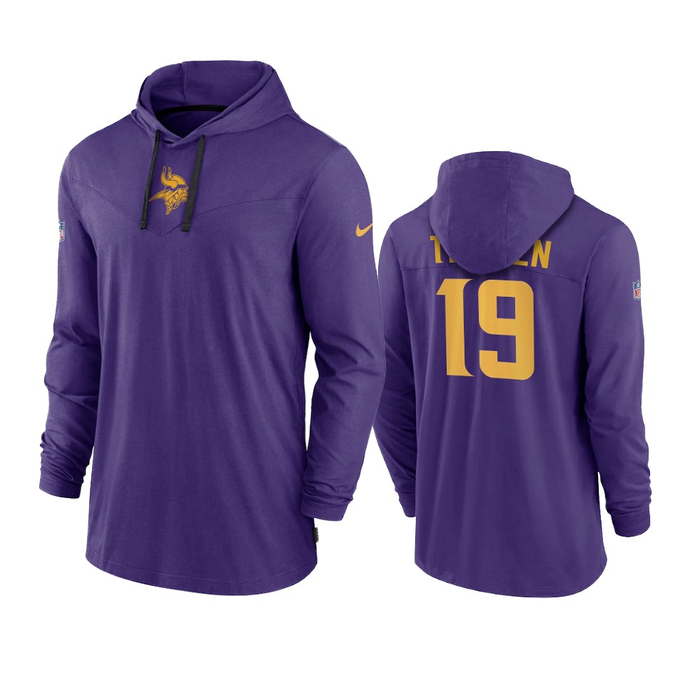 minnesota vikings adam thielen purple sideline performance hoodie tri blend t shirt