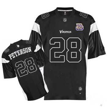 minnesota vikings adrian peterson 28 black jersey 50th anniversary patch
