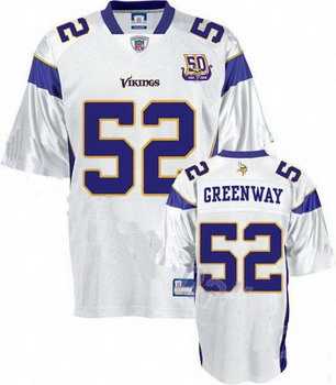 minnesota vikings chad greenway 52 white jersey 50th anniversary patch