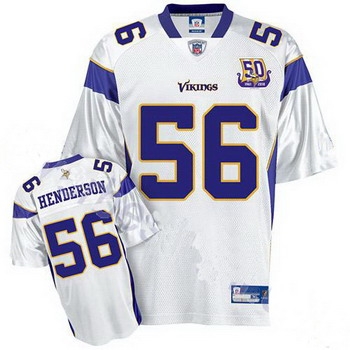minnesota vikings e.j. henderson 56 white jersey 50th anniversary patch
