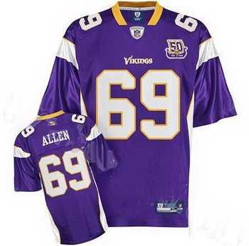minnesota vikings jared allen 69 purple jersey 50th anniversary patch