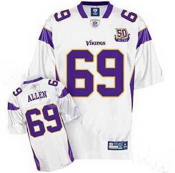 minnesota vikings jared allen 69 white jersey 50th anniversary patch