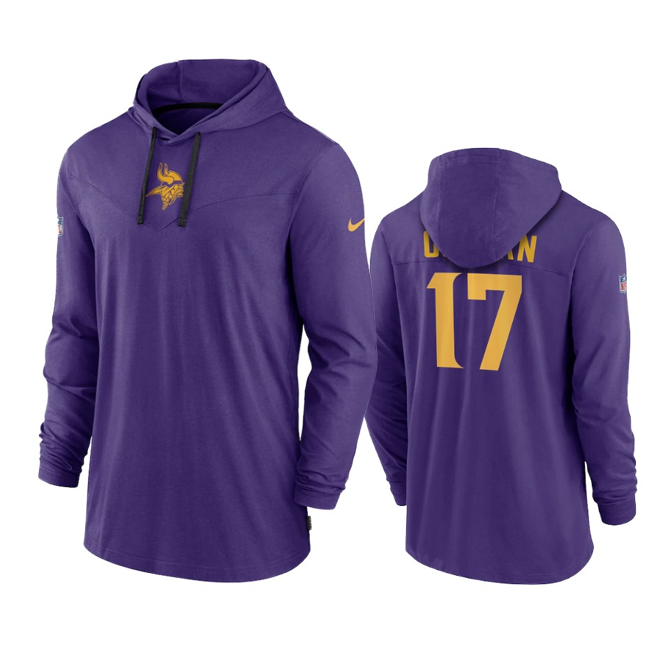 minnesota vikings k.j. osborn purple sideline performance hoodie tri blend t shirt