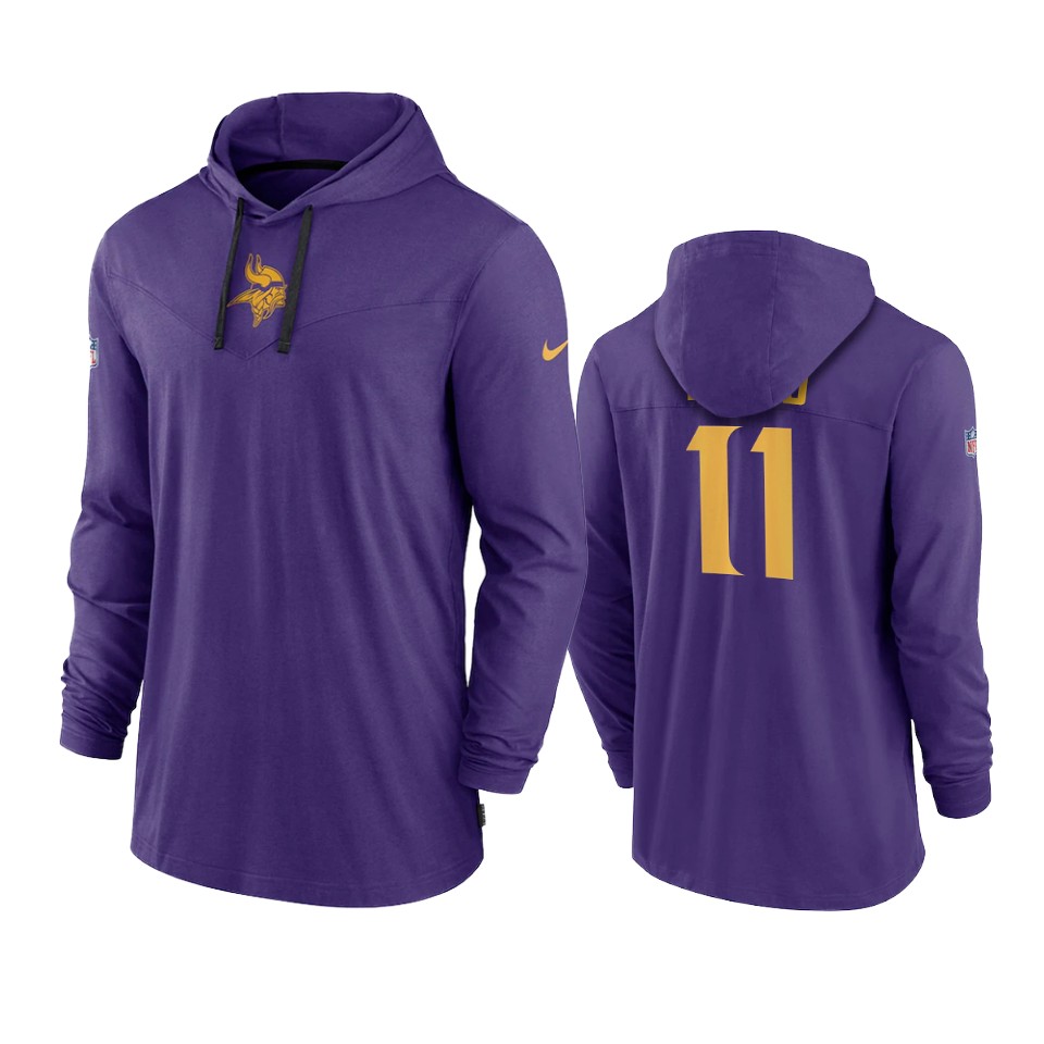 minnesota vikings kellen mond purple sideline performance hoodie tri blend t shirt
