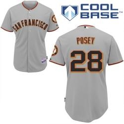 mlb giants 28# posey grey kid cool base jersey