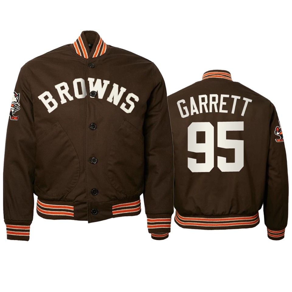 myles garrett browns brown authentic vintage jacket