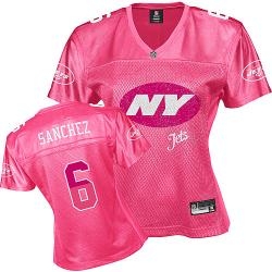 new york jets #6 sanchez pink fem fan women jerseys
