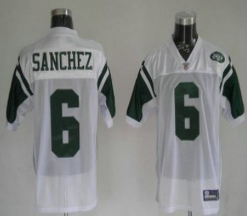 new york jets #6 sanchez youth white jersey
