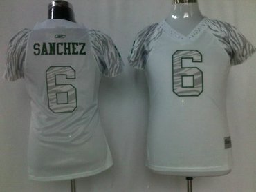 new york jets 6 sanchez womens zebra jerseys