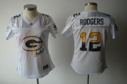 nfl green bay packers #12 rodgers white fem fan women jerseys